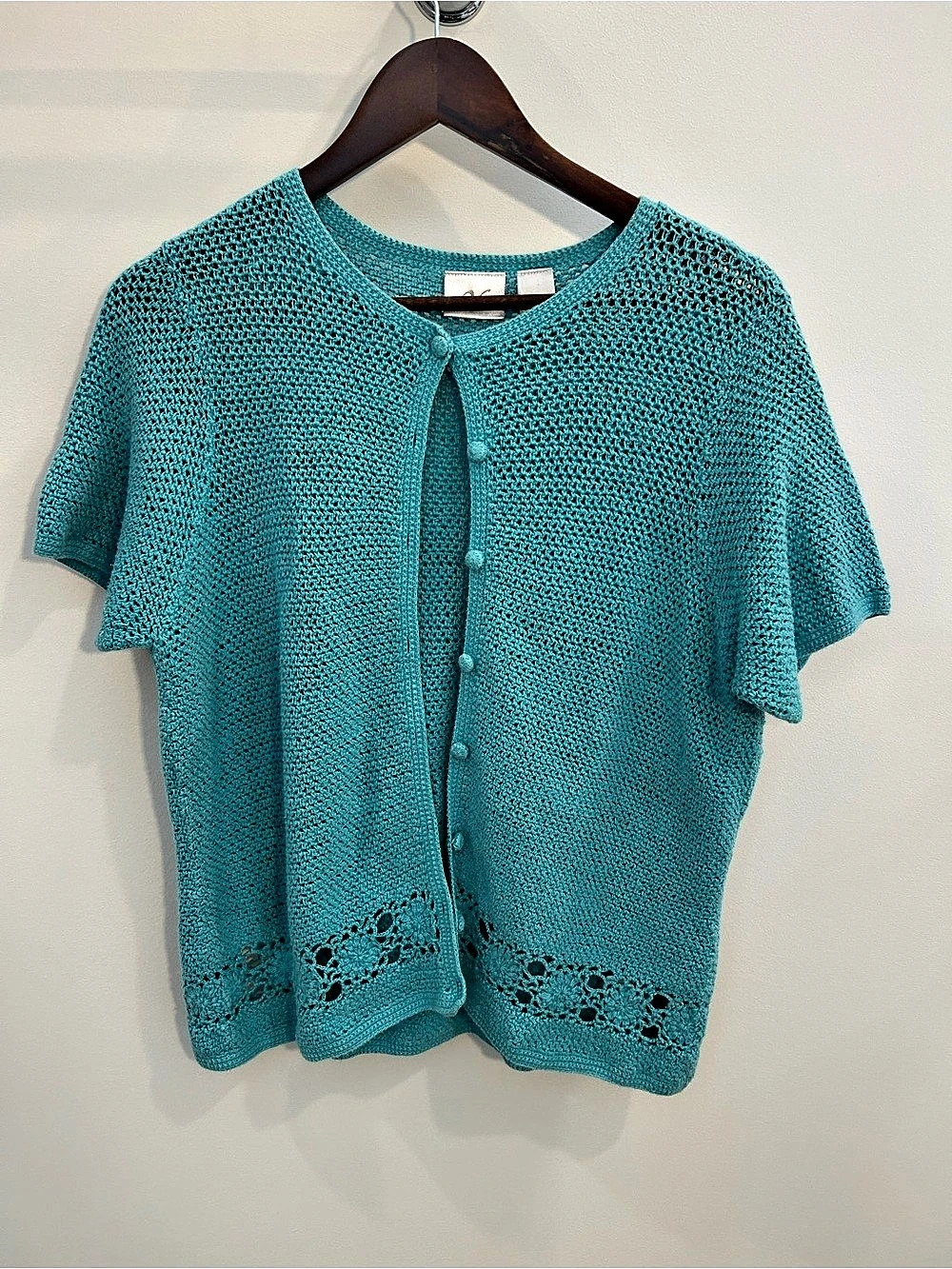 Villager Open Knit Cardigan in Blue Size Large Like New